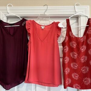 Women's Sleeveless Tops Set - Red, Pink, Purple